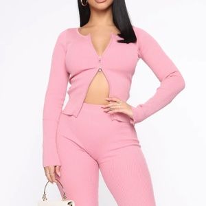 Pink Barbie Ribbed Top and Pants Set (Size SMALL)